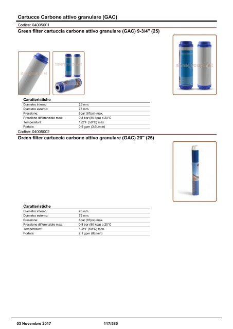 Depuratori Acqua Addolcitori Osmosi Inversa Catalogo 3 novembre 2017