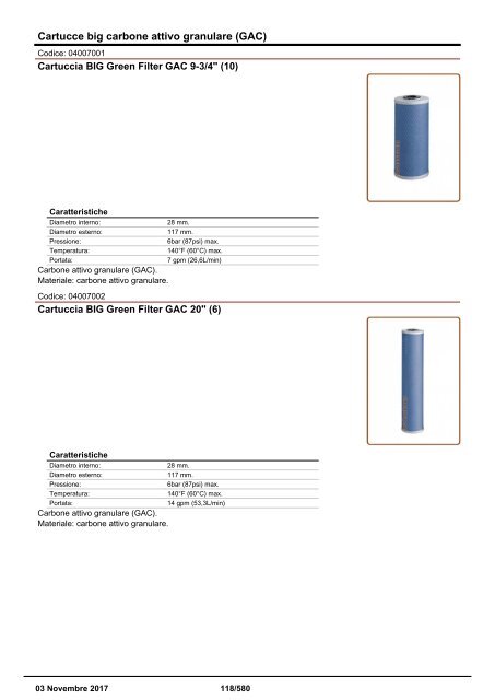 Depuratori Acqua Addolcitori Osmosi Inversa Catalogo 3 novembre 2017