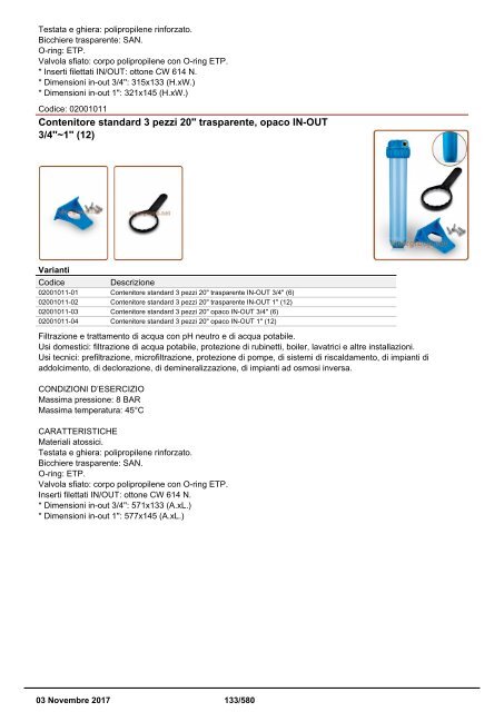 Depuratori Acqua Addolcitori Osmosi Inversa Catalogo 3 novembre 2017