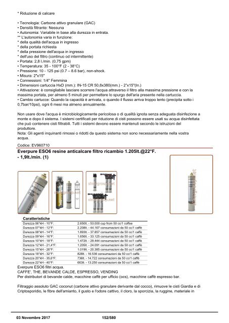 Depuratori Acqua Addolcitori Osmosi Inversa Catalogo 3 novembre 2017