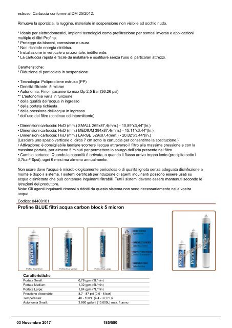 Depuratori Acqua Addolcitori Osmosi Inversa Catalogo 3 novembre 2017