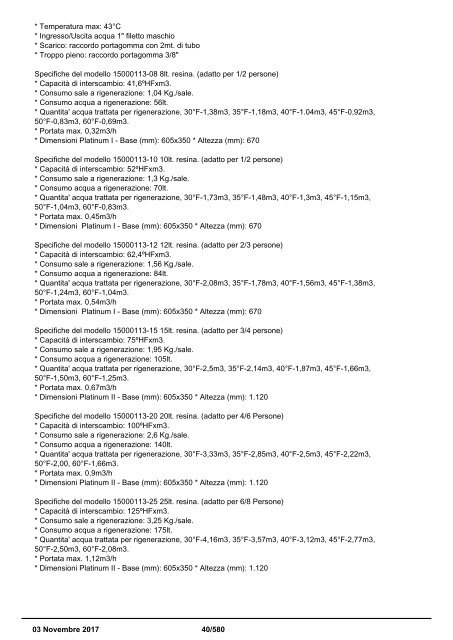 Depuratori Acqua Addolcitori Osmosi Inversa Catalogo 3 novembre 2017