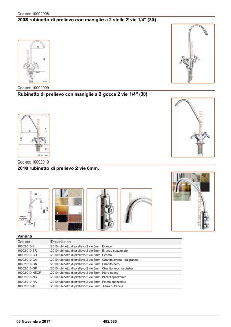 Depuratori Acqua Addolcitori Osmosi Inversa Catalogo 3 novembre 2017