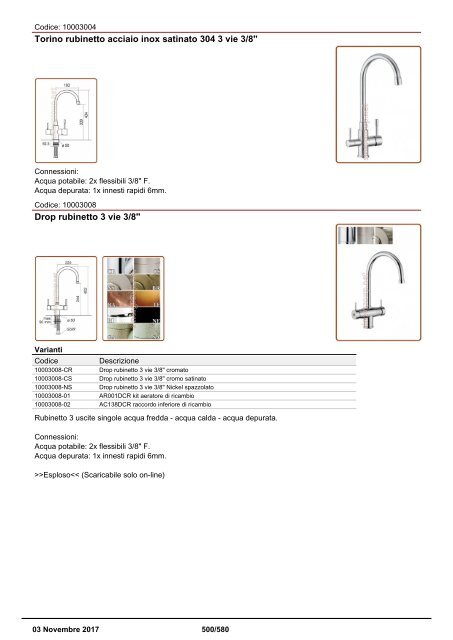 Depuratori Acqua Addolcitori Osmosi Inversa Catalogo 3 novembre 2017