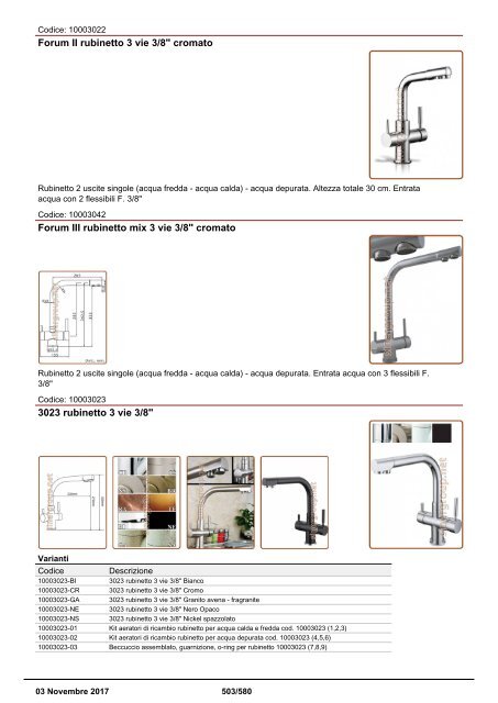 Depuratori Acqua Addolcitori Osmosi Inversa Catalogo 3 novembre 2017