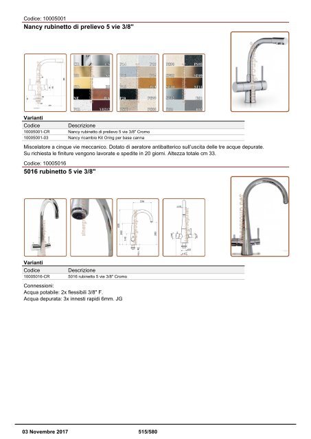 Depuratori Acqua Addolcitori Osmosi Inversa Catalogo 3 novembre 2017