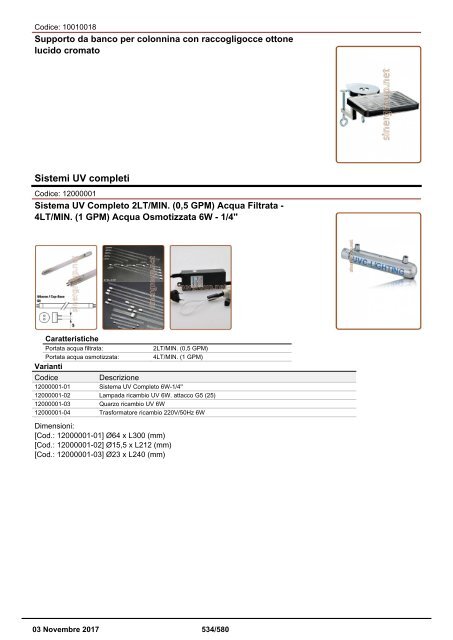 Depuratori Acqua Addolcitori Osmosi Inversa Catalogo 3 novembre 2017