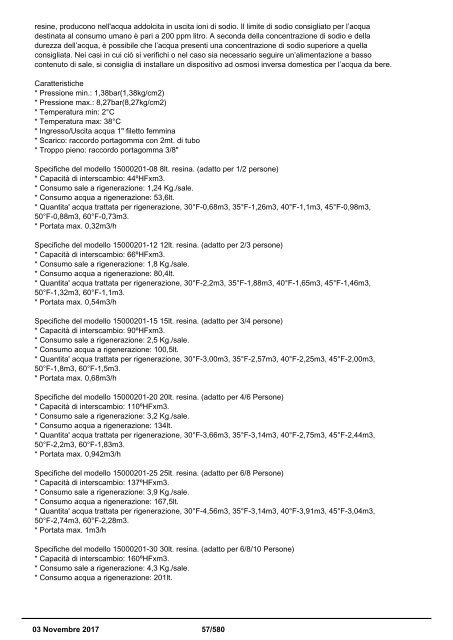 Depuratori Acqua Addolcitori Osmosi Inversa Catalogo 3 novembre 2017