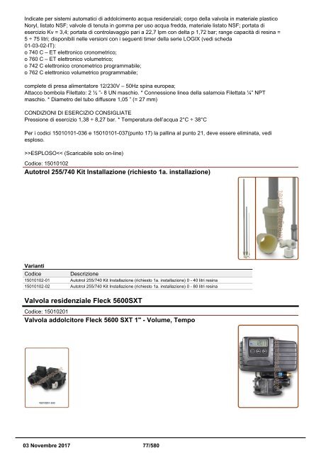 Depuratori Acqua Addolcitori Osmosi Inversa Catalogo 3 novembre 2017