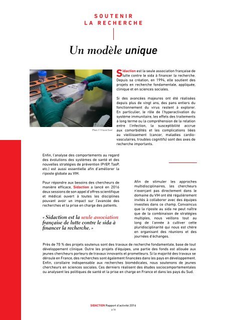 Rapport d'activité - Sidaction 2016