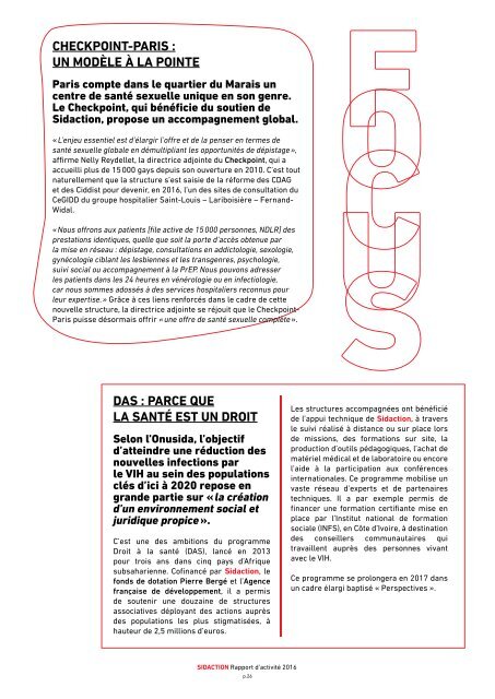 Rapport d'activité - Sidaction 2016