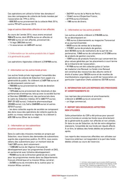 Rapport d'activité - Sidaction 2016