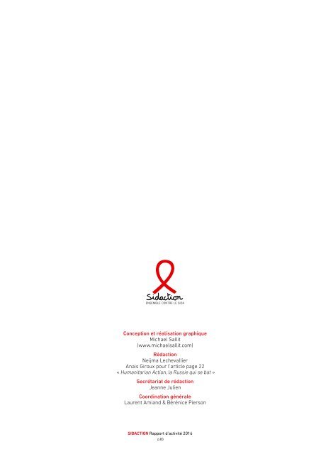 Rapport d'activité - Sidaction 2016