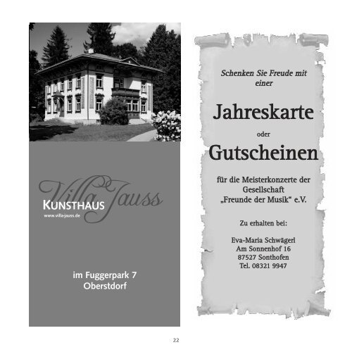 Oberallgäuer Meisterkonzerte Programm 2018