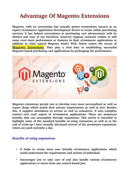 Advantage Of Magento Extensions