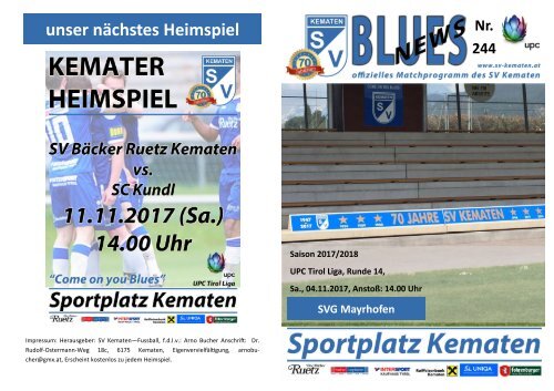 Blues News 244, Heimspiel gegen SVG Mayrhofen