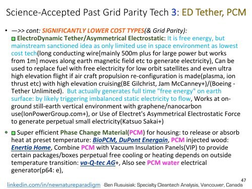 Tecnologie energetiche meno conosciute, pulite, a basso costo e abbondanti che possono cambiare il mondo / Less known, Clean, Low cost, Abundant Energy Technologies & Related Game Changing Applications