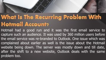 What Is The Recurring Problem With Hotmail Account?