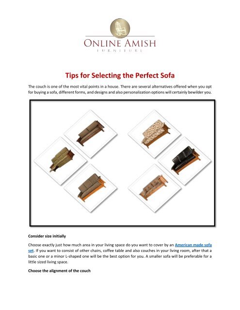 Tips for Selecting the Perfect Sofa