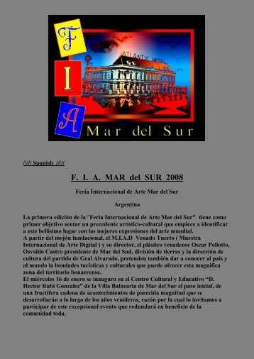 AWARD - Exhibitor Artist  -  Sir Mbonu Christopher Emerem - F. I. A. MAR DEL SUR 2008,  Mar del Sur Internationa