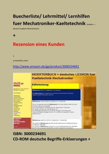 Rezension + Buecherliste/ Lehrmittel/ Lernhilfe fuer Mechatroniker-Kaeltetechnik