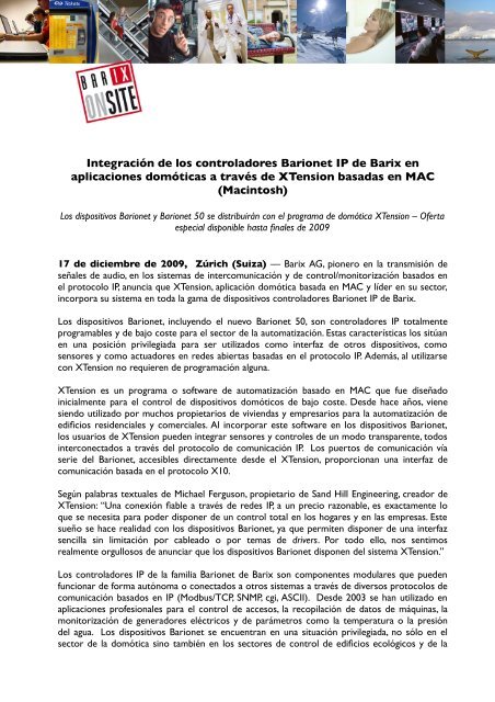 Integración de los controladores Barionet IP de Barix en ...