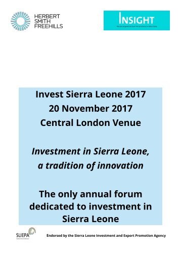 Invest Sierra Leone 2017 programme 