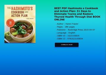 BEST PDF Hashimoto s Cookbook and Action Plan 31 Days to Eliminate Toxins and Restore Thyroid 