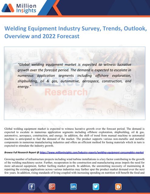 Welding Equipment Industry Survey, Trends, Outlook, Overview and 2022 Forecast