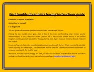 Best tumble dryer belts buying Instructions guide 