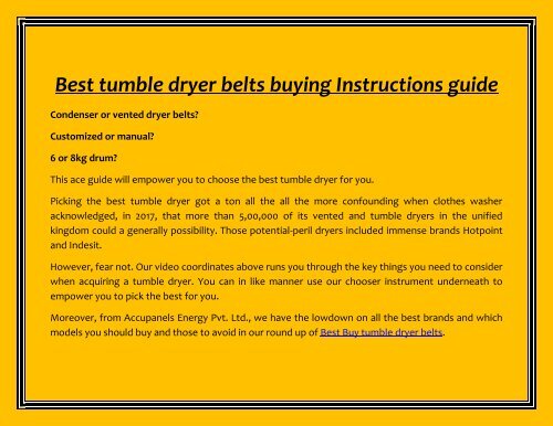 Best tumble dryer belts buying Instructions guide 