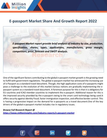 E-passport Market Share And Growth Report 2022