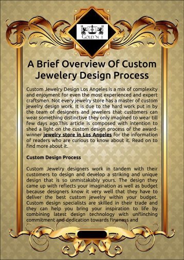 A Brief Overview Of Custom Jewelery Design Process