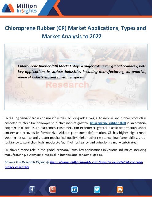 Chloroprene Rubber (CR) Market Analysis of Sales, Revenue, Share and Growth Rate 2017-2022