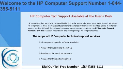 HP Technical Support Number 1-844-355-5111
