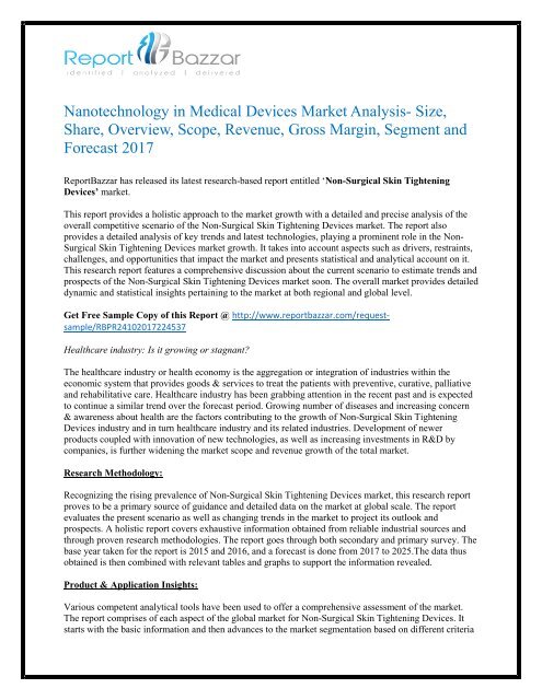 Non-Surgical Skin Tightening Devices Market Tracking current trends, opportunities, challenges and SWOT Analysis Of Top Key Player Forecasts To 2024