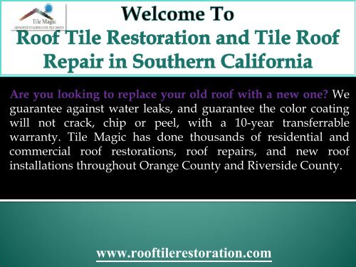 Roof Restoration Inland Empire, CA