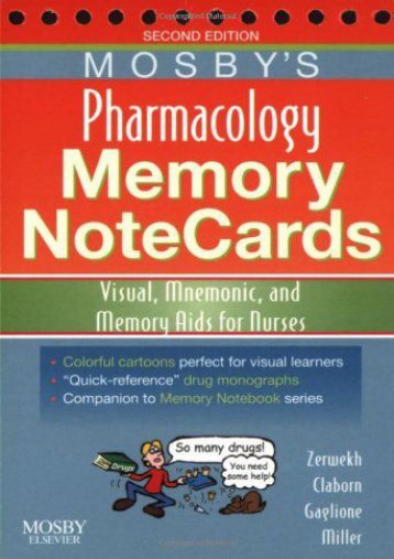 PDF Mosby s Pharmacology Memory NoteCards: Visual, Mnemonic, and Memory Aids for Nurses, 2e - Read Unlimited eBooks and Audiobooks