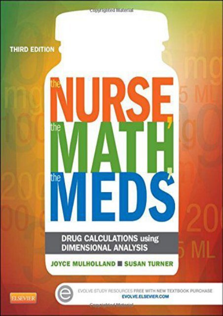 PDF The Nurse, The Math, The Meds: Drug Calculations Using Dimensional Analysis, 3e - All Ebook Downloads