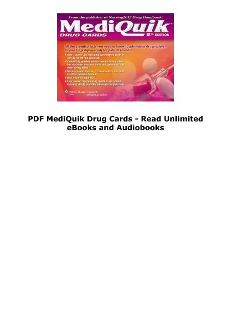 PDF MediQuik Drug Cards - Read Unlimited eBooks and Audiobooks