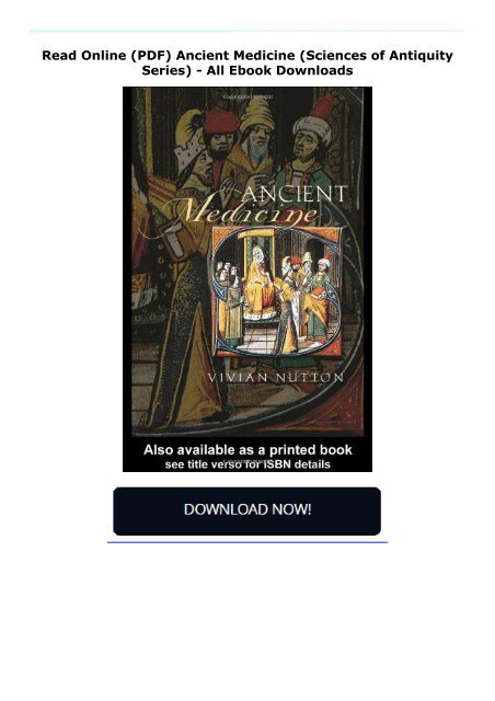 Read Online (PDF) Ancient Medicine (Sciences of Antiquity Series) - All Ebook Downloads