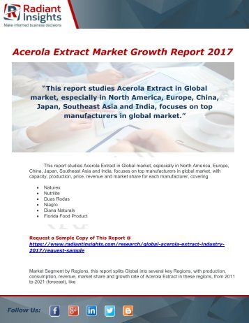 Global Acerola Extract Industry 2017 Market Research Report