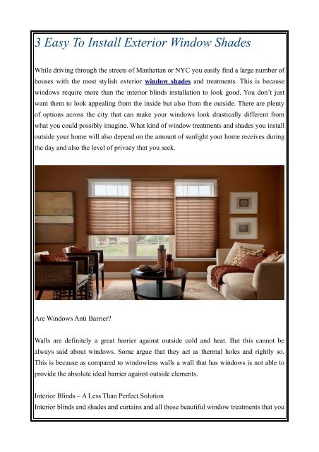 3 Easy To Install Exterior Window Shades