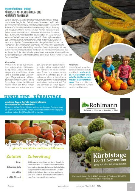 Töfte Regionsmagazin 08/2016 - Oktoberfest