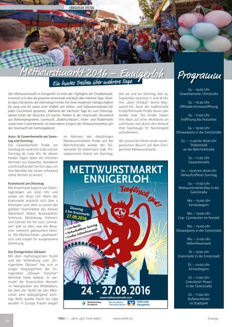 Töfte Regionsmagazin 08/2016 - Oktoberfest