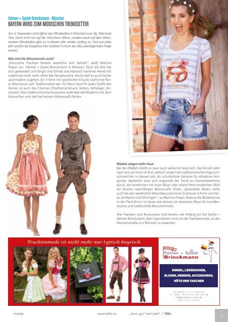 Töfte Regionsmagazin 08/2016 - Oktoberfest