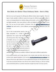 Hex Bolts Are Better Than Ordinary Bolts–Here’s Why