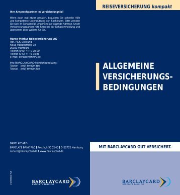 ALLGEMEINE VERSICHERUNGS- BEDINGUNGEN - Barclaycard