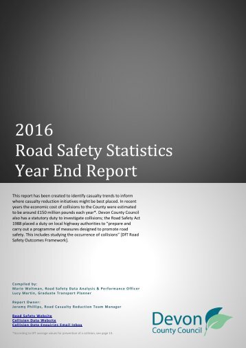 2016 Devon County Council Road Safety Statistics Year End Report