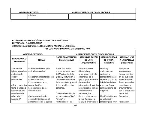 LINEAMIENTOS Y ESTANDARES E.R.E Nivel Preescolar y Básica Primaria y secundaria